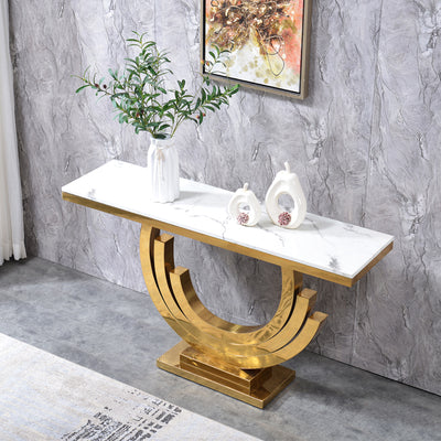  Sarcedo Black Marble Console Table 47.24"D