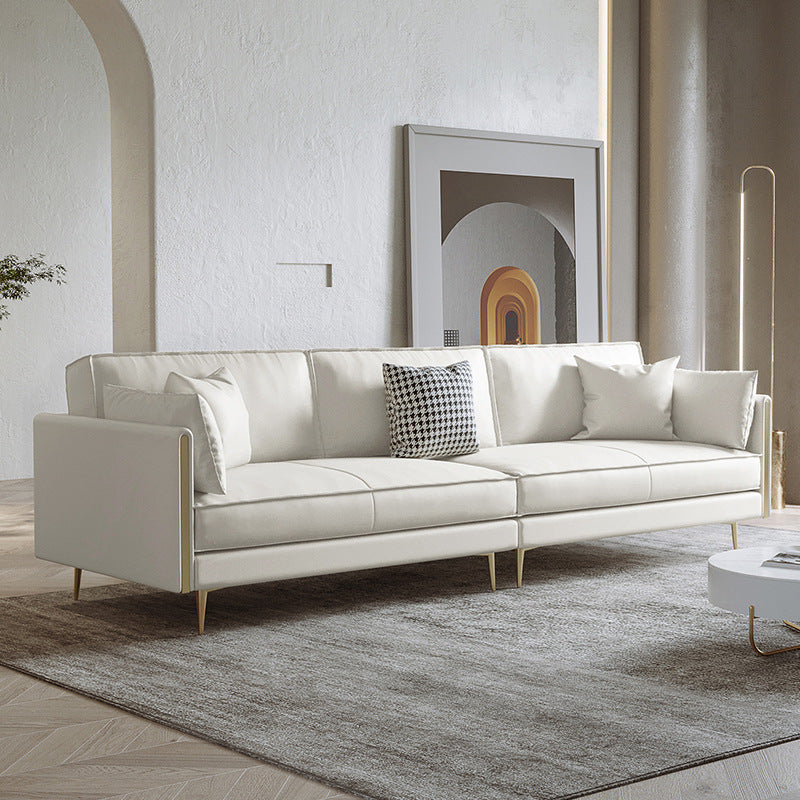 Palau Beige Three-Seat Leather Sofa 70&