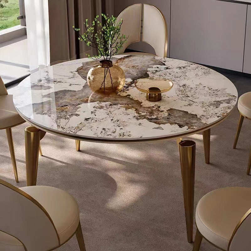 Liguria Itlian White+Gold Slate Dining Table 51.18"D