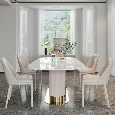 Liguria White Slate Dining Table 62.99"D