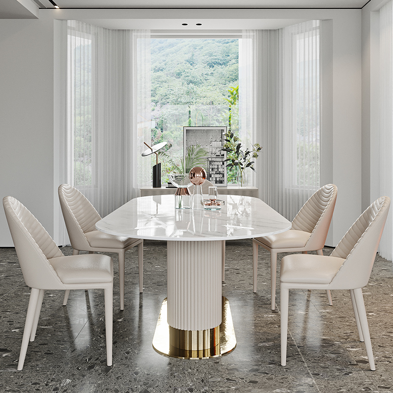 Liguria White Slate Dining Table 62.99"D