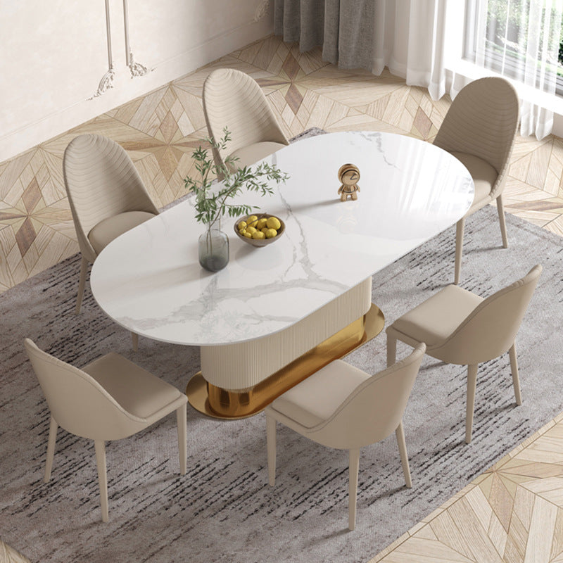 Liguria White Slate Dining Table 62.99"D