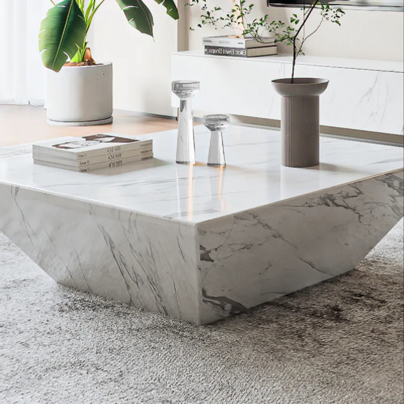 Segrate White Marble Coffee Table 31.50"D