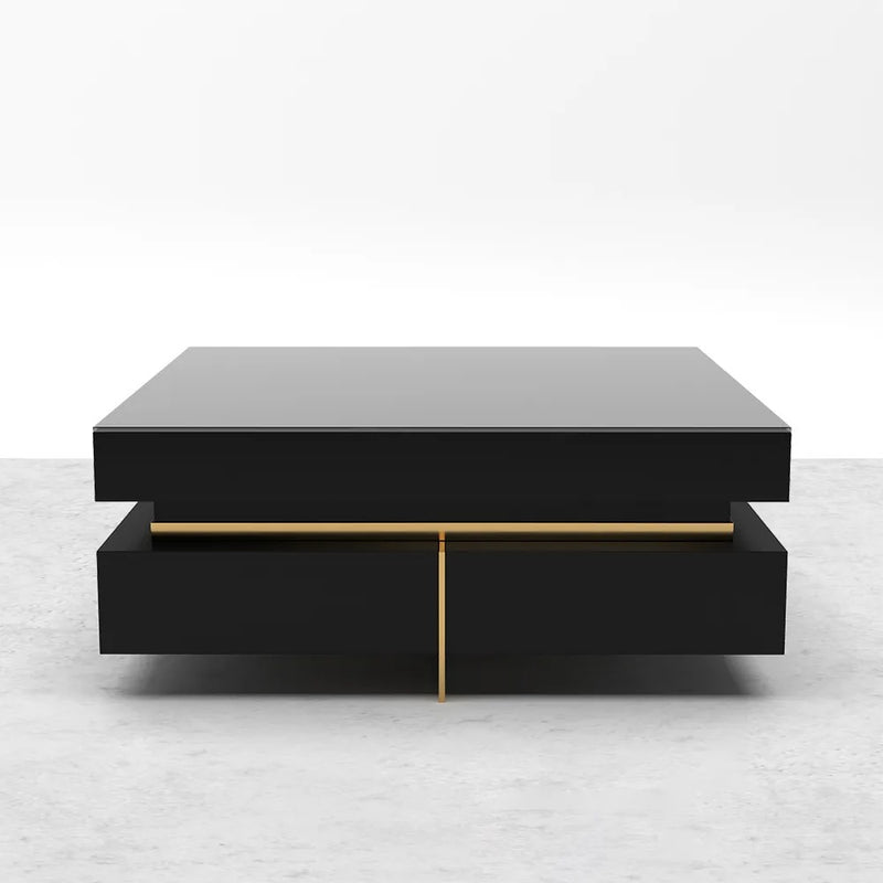 Imperia Black Tempered Glass Coffee Table 43.31"D