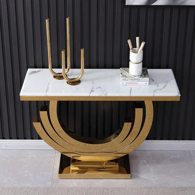  Sarcedo Black Marble Console Table 47.24"D