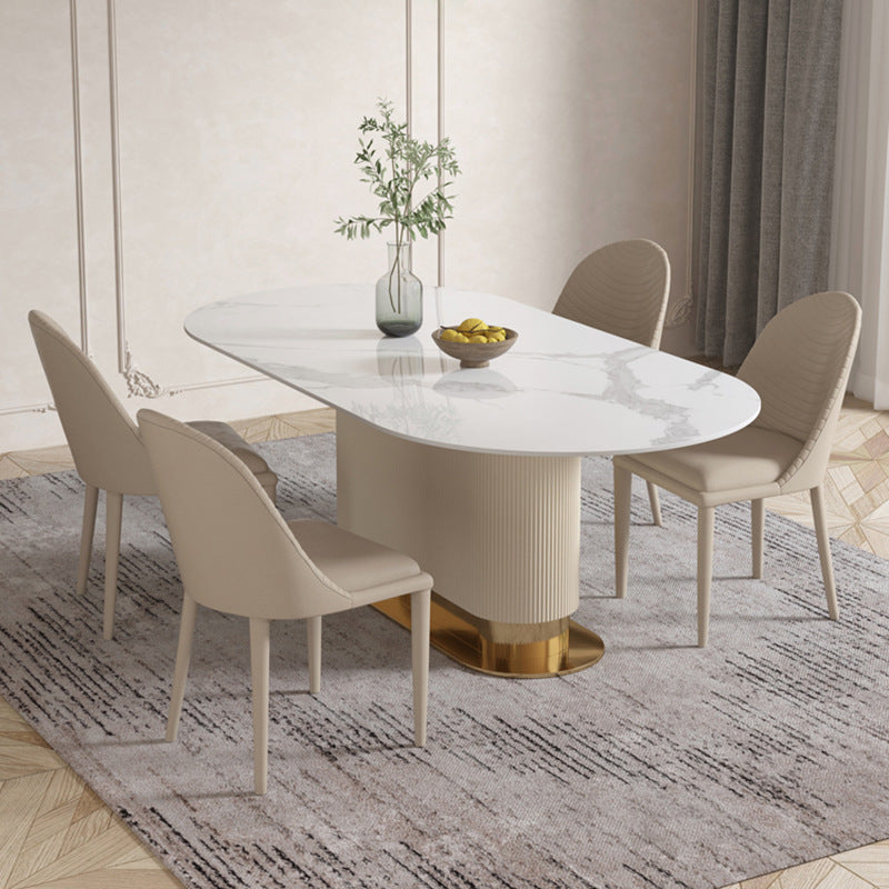 Liguria White Slate Dining Table 62.99"D